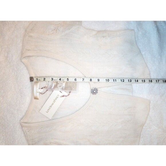 NWT LoveshackFancy Elba Crop Lightweight Cashmere Cardigan Shrug Ivory Small - Picture 7 of 10